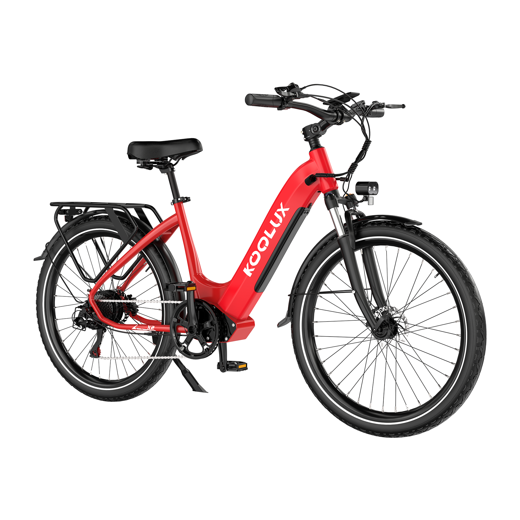 KOOLUX E-Bike X2 Kenda Tyre E-Bike, Red, Lateral Image2