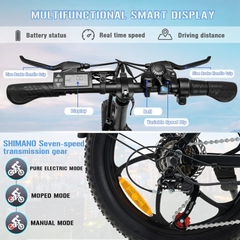 KL-BK6S Folding City Electric Bike with Throttle 15Ah Powerful Motor 20Inch 7 Speeds 25KM/H LCD Screen-Wholesale